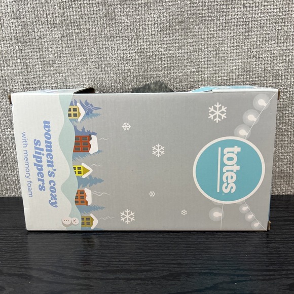 NEW Totes Slippers Faux Fur Memory Foam Woman's Large 8-9 Navy Sparkle - Picture 3 of 7